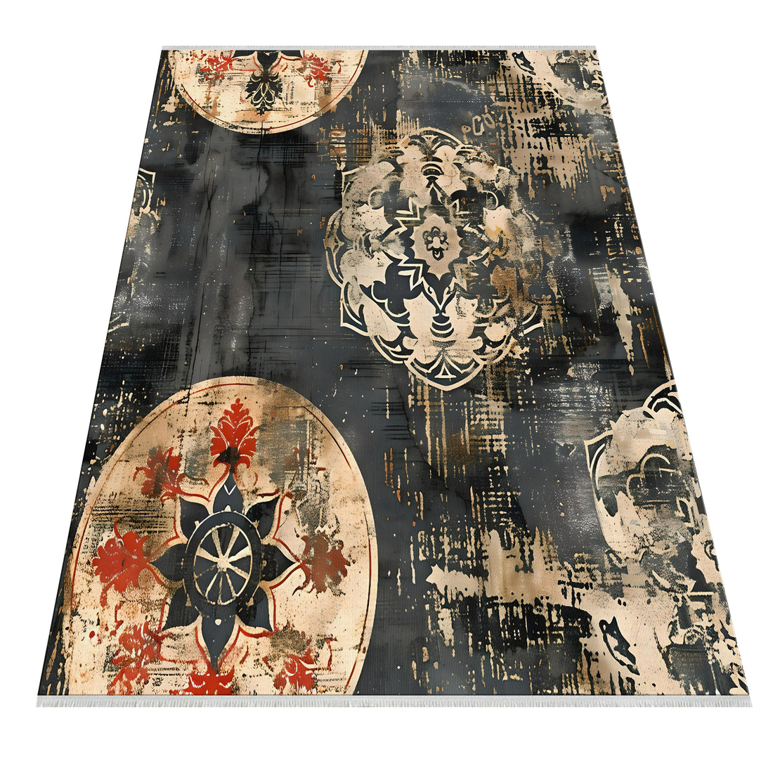 Oriental Distressed Print Area Rug