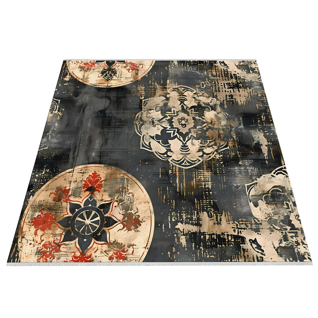 Oriental Distressed Print Area Rug