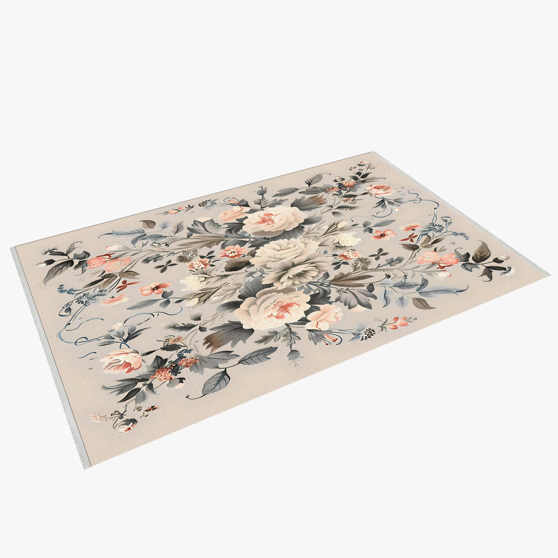 Comfort Soft Cotton Floral Print Washable Area Rug