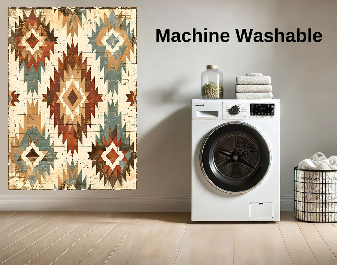 Southwestern Washable Cotton Base Area Rug