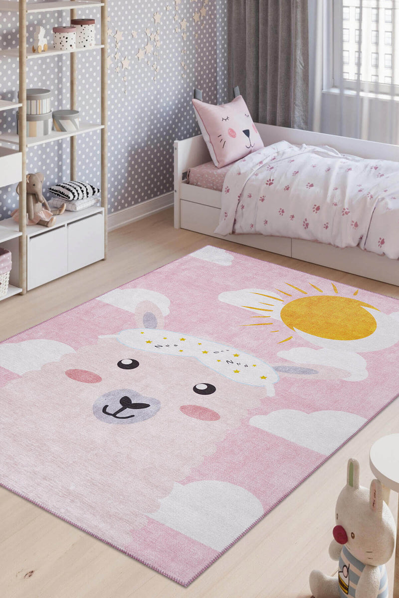 Woven Base Decorative Pink Children's Room Carpet