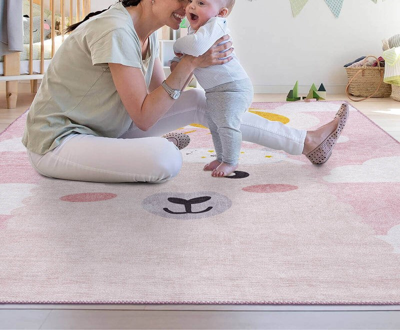 Woven Base Decorative Pink Children's Room Carpet