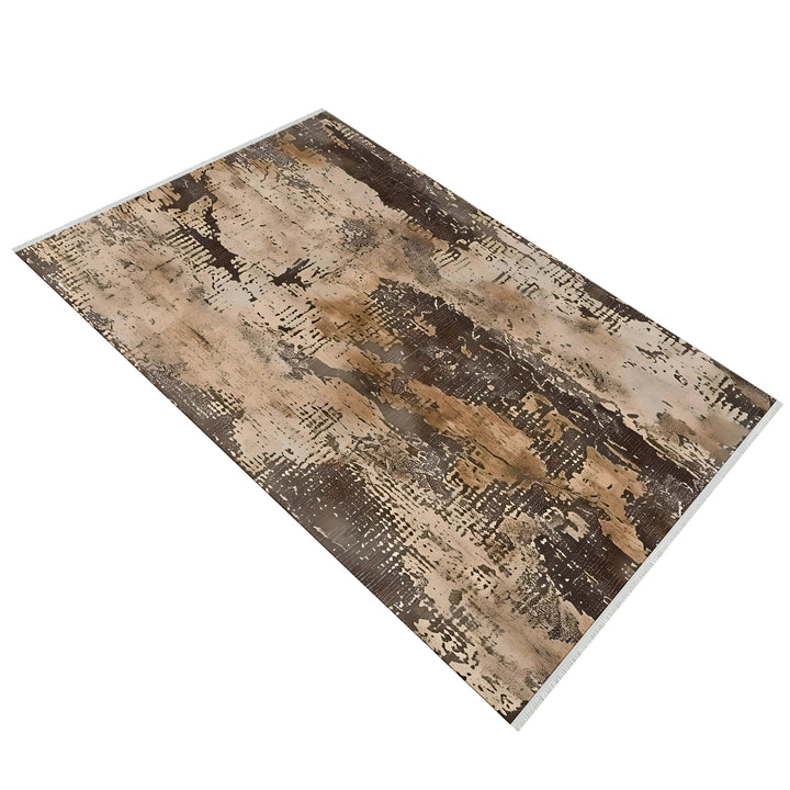 Cream Distressed Pattern Polyester Cotton Area Rug