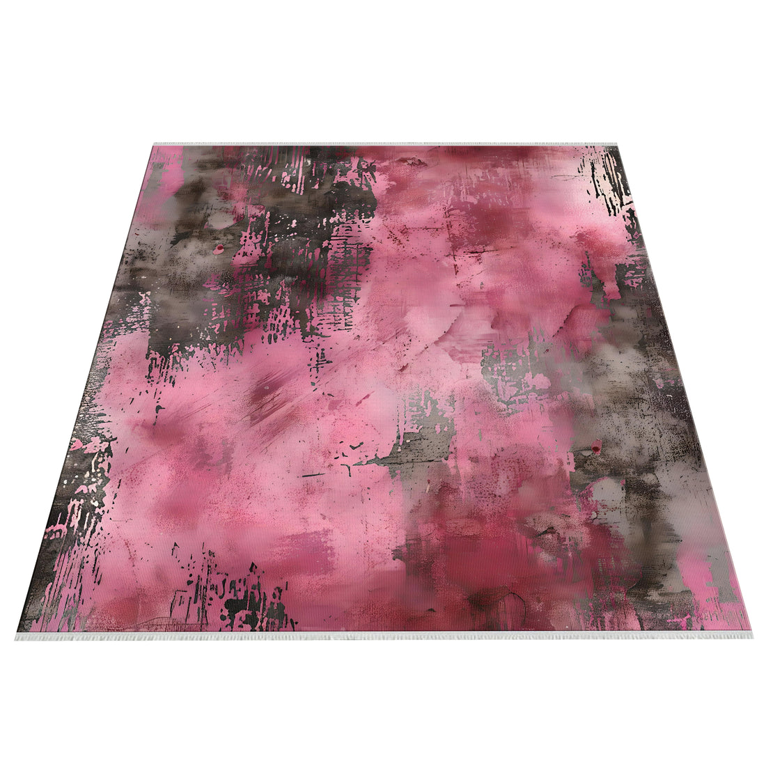 Pink Gray Abstract Washable Soft Cotton Area  Rug for Living Room