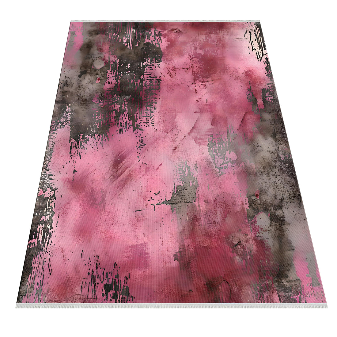 Pink Gray Abstract Washable Soft Cotton Area  Rug for Living Room