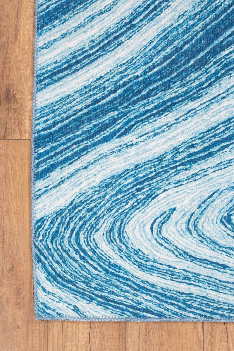 Blue Abstract and Modern Design Rug