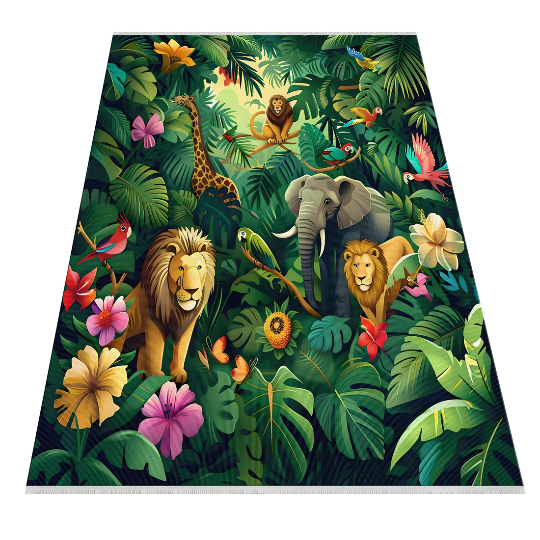 Animal Pattern Cotton Woven Kids Room Rug