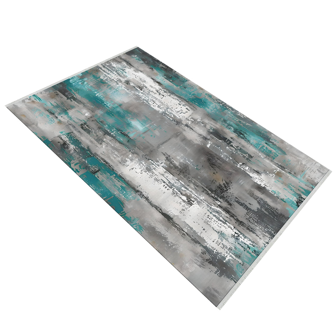 Abstract Distressed Print Washable Cotton Woven Base Area Rug