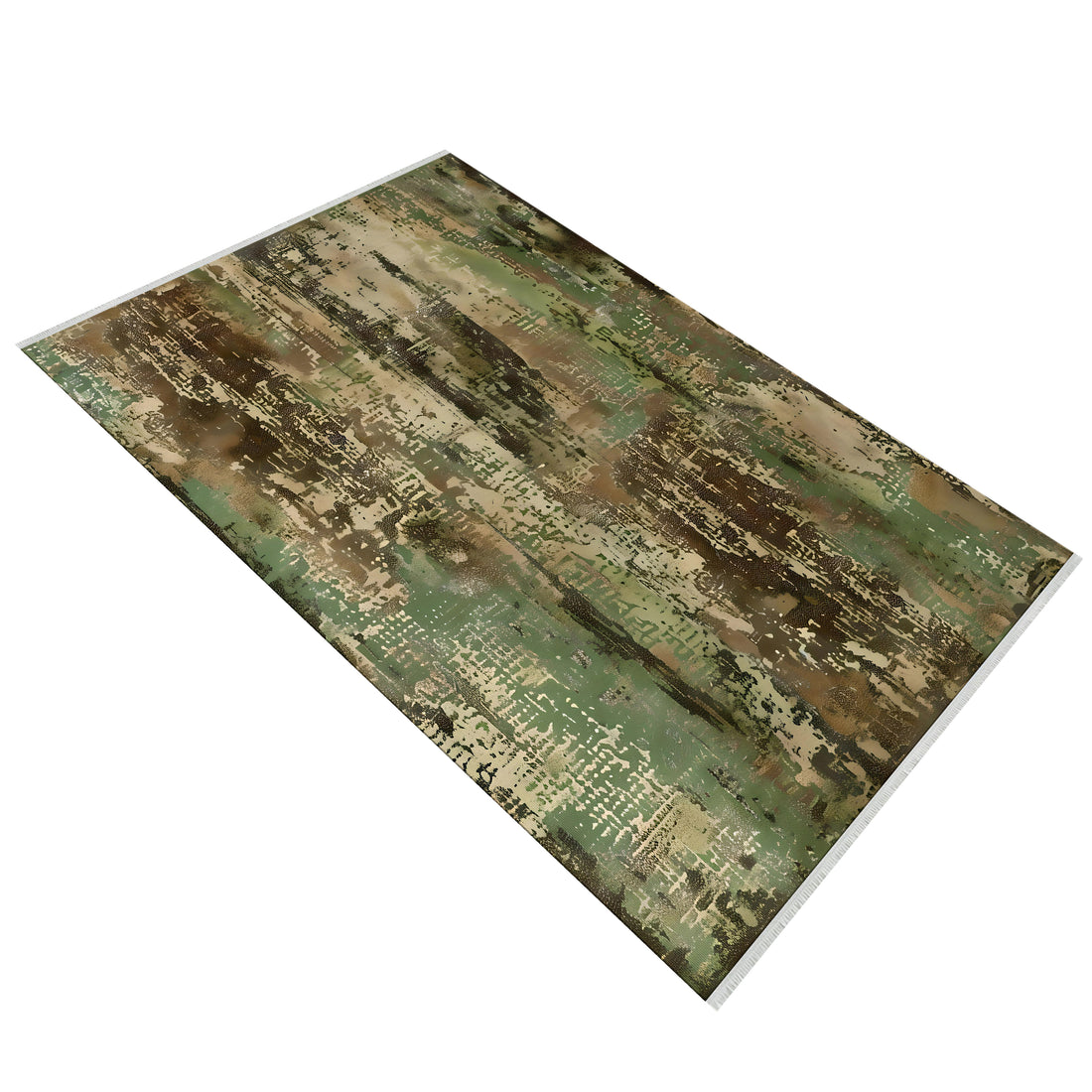 Green Brown Cotton Polyester Soft and Thin Rug