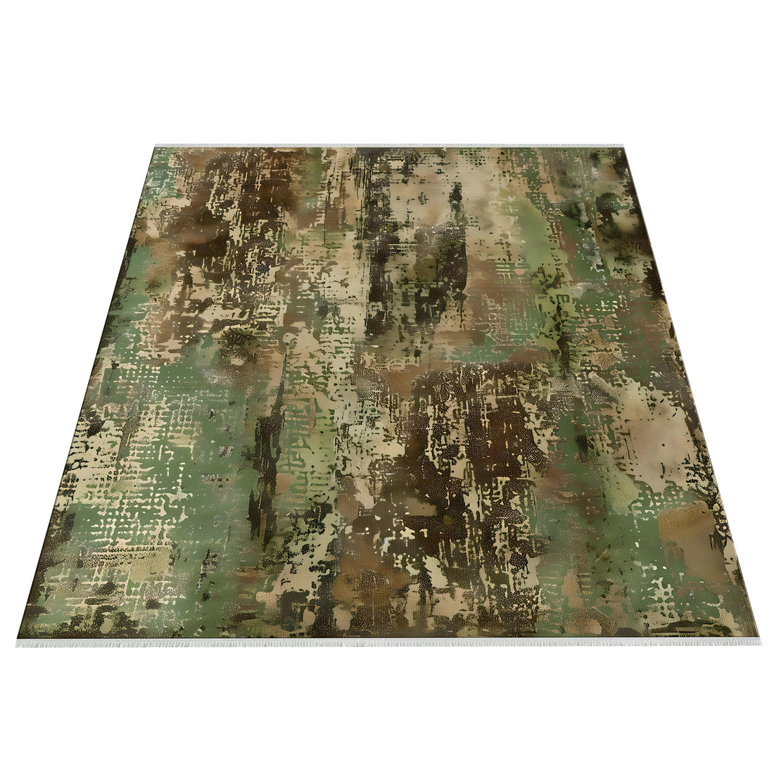 Green Brown Cotton Polyester Soft and Thin Rug