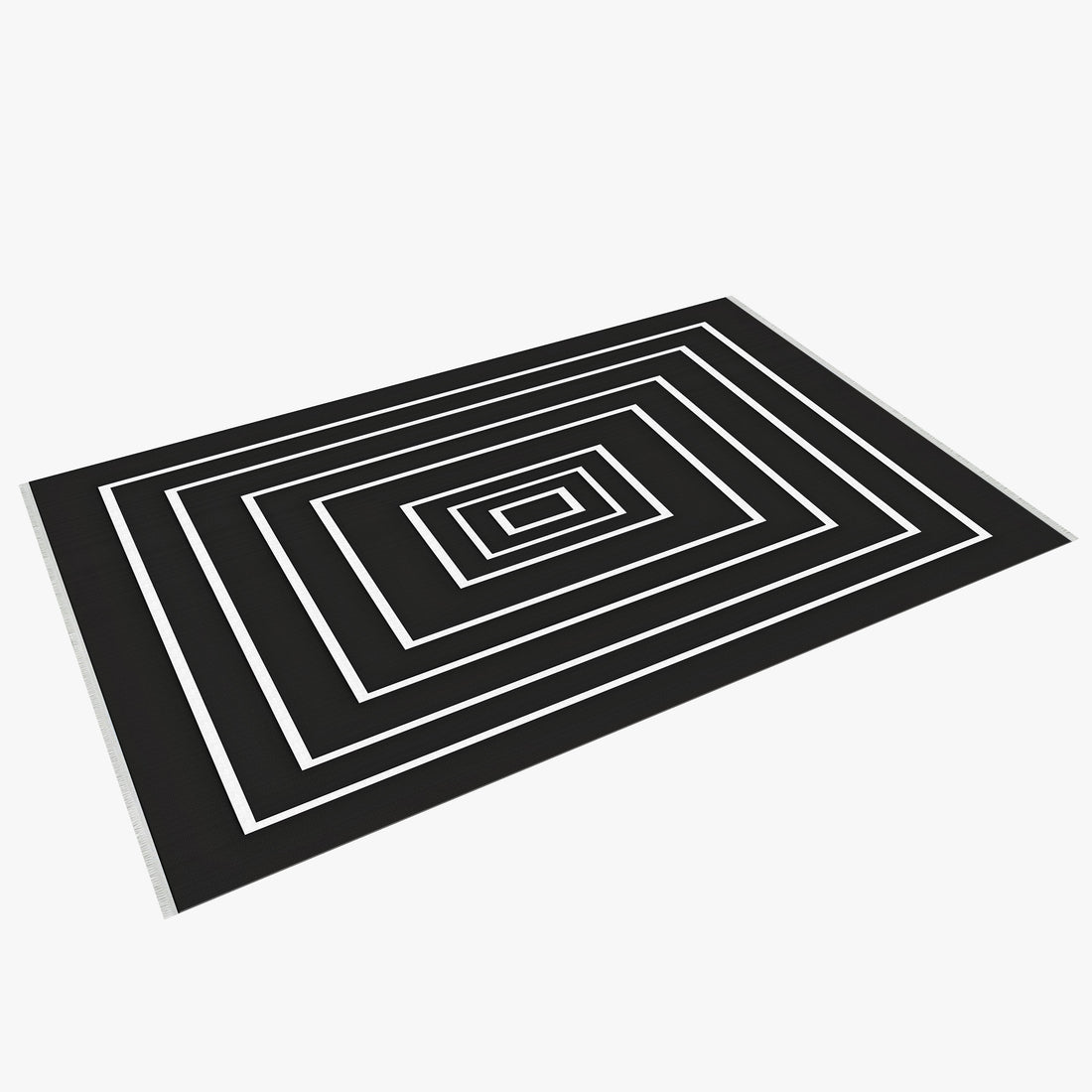 Black White Washable Machine Woven Cotton Area Rug