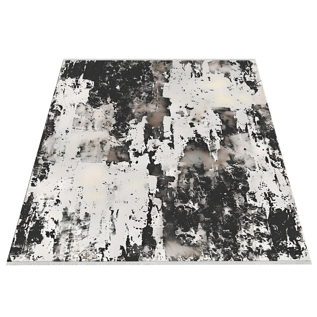 Gray Neutral Distressed Abstract Pattern Anti Slip Area Rug