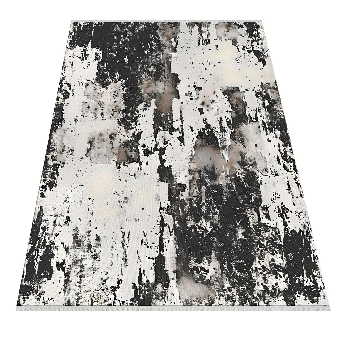 Gray Neutral Distressed Abstract Pattern Anti Slip Area Rug