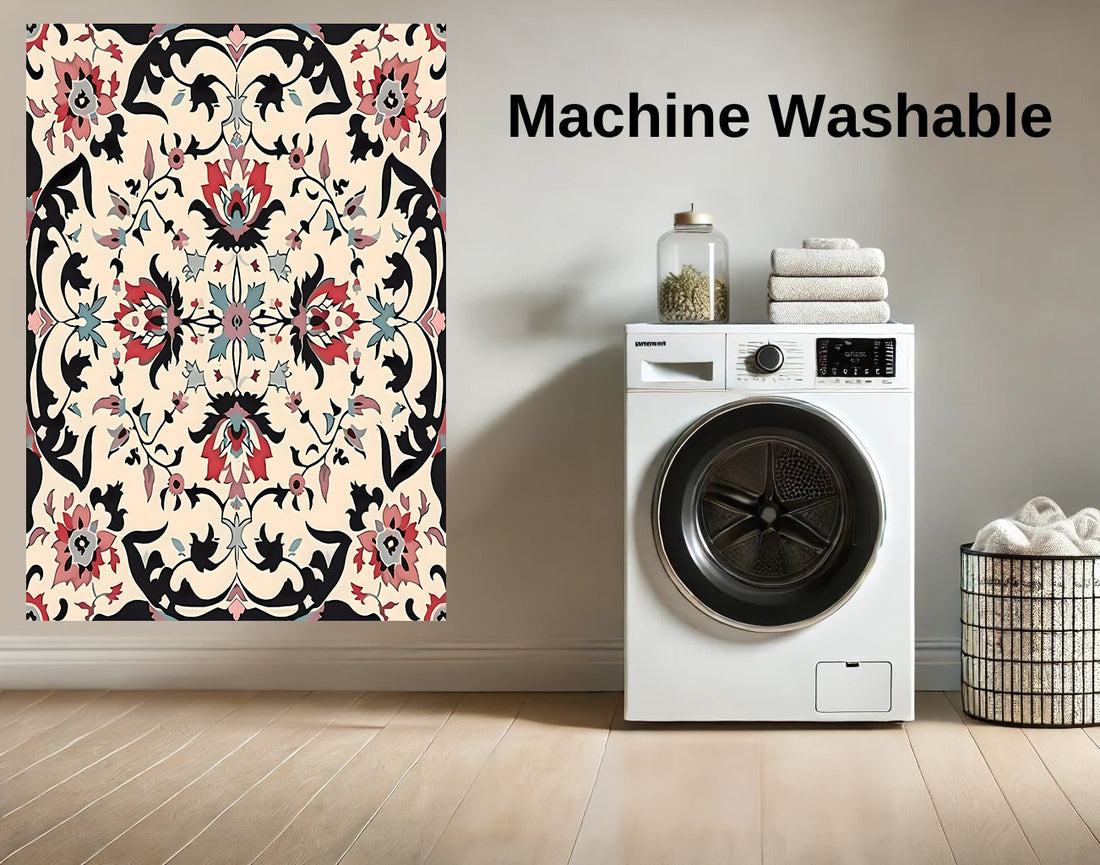 Floral Traditional Machine Printed Washable Area Rug