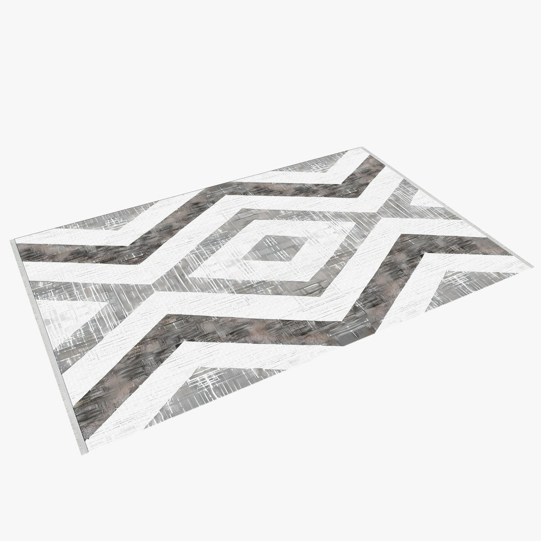 Gray Distressed Machine Cotton Woven Washable Arae Rug