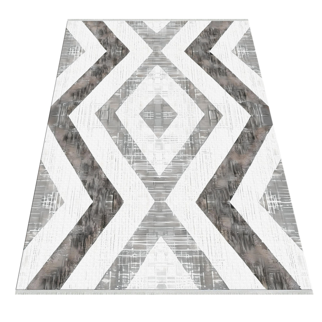 Gray Distressed Machine Cotton Woven Washable Arae Rug