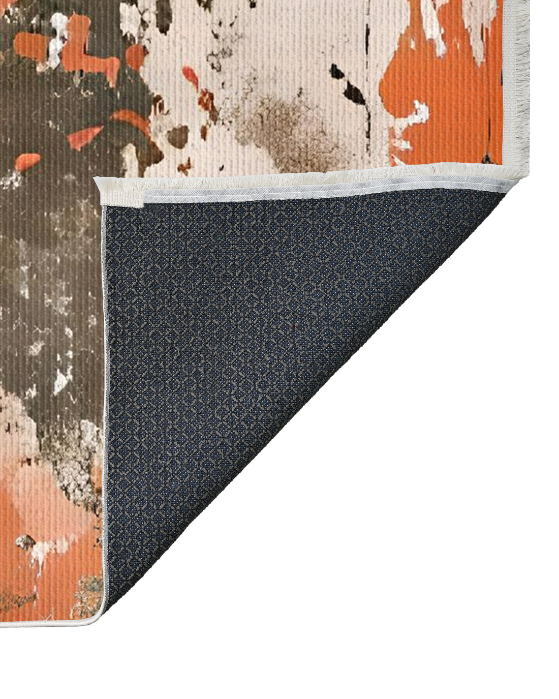 Orange Cream Gray Abstract Easy Clean Rug