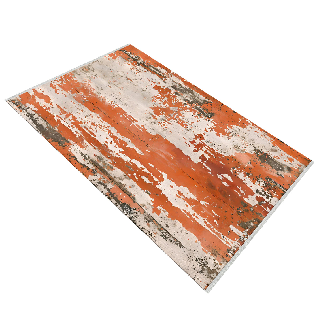 Orange Cream Gray Abstract Easy Clean Rug