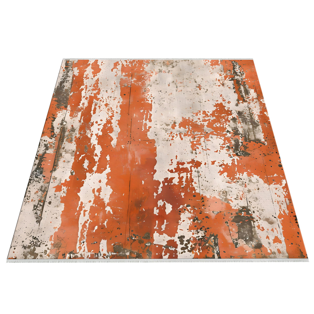 Orange Cream Gray Abstract Easy Clean Rug