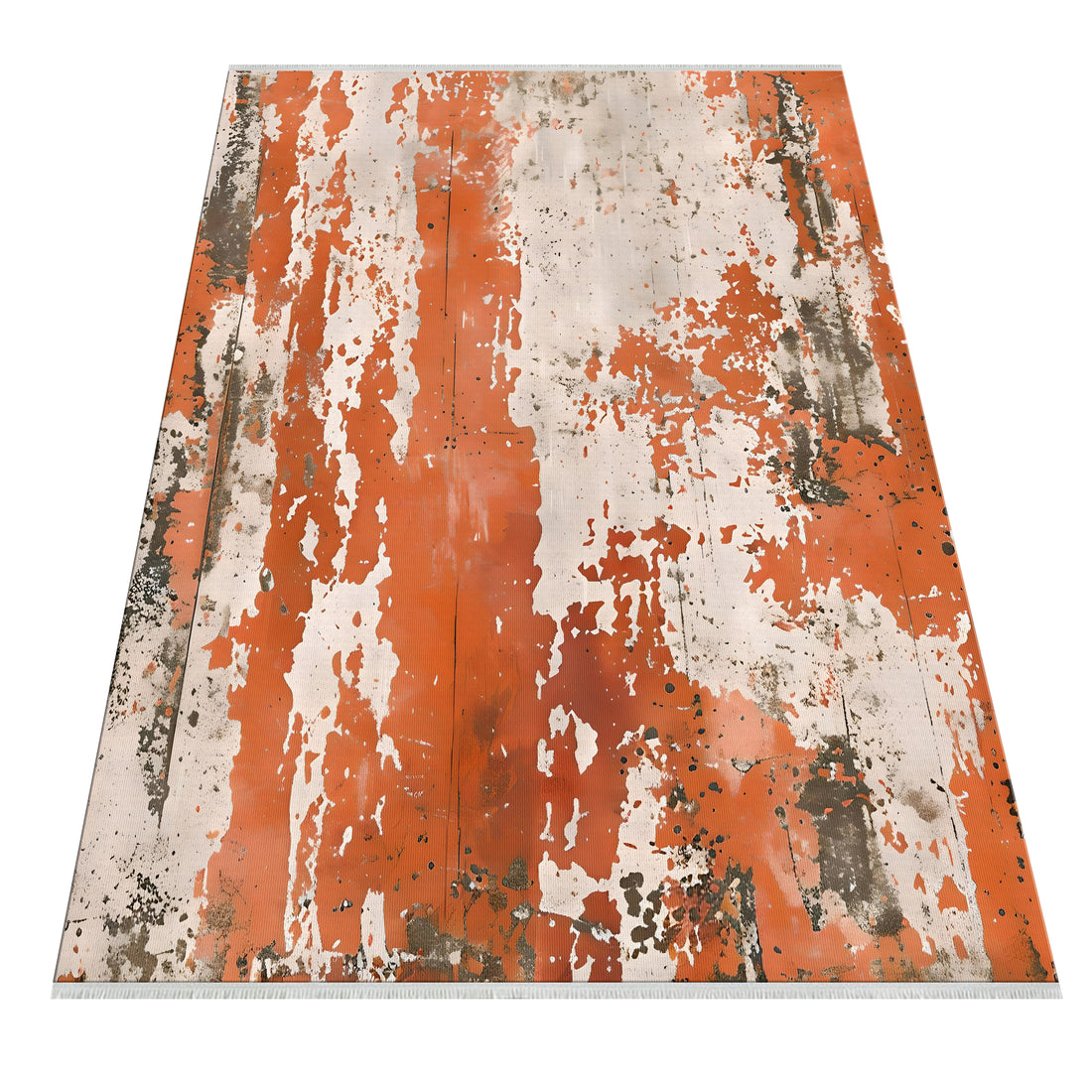 Orange Cream Gray Abstract Easy Clean Rug