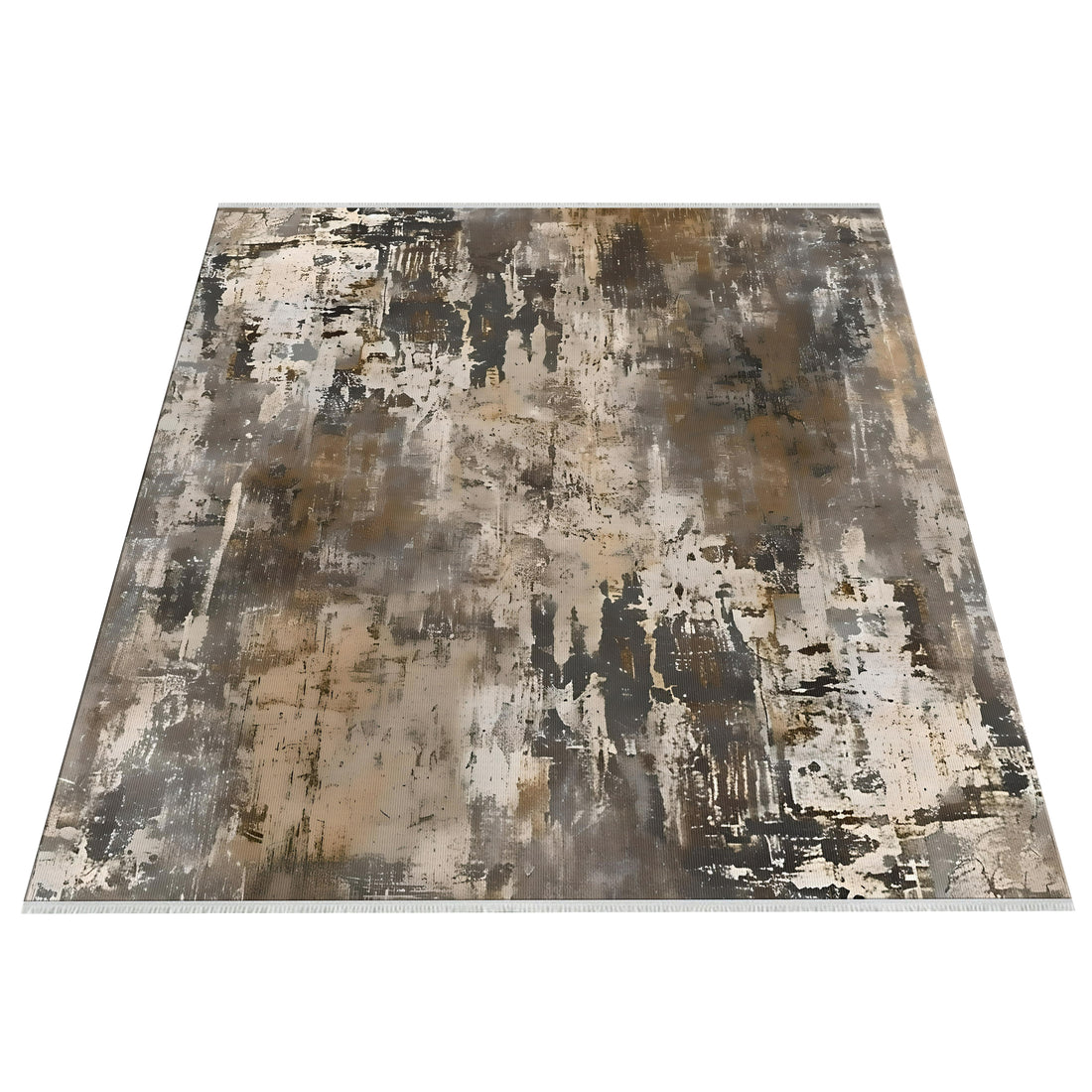 Gray Abstract Neutral Comfort Washable Rug