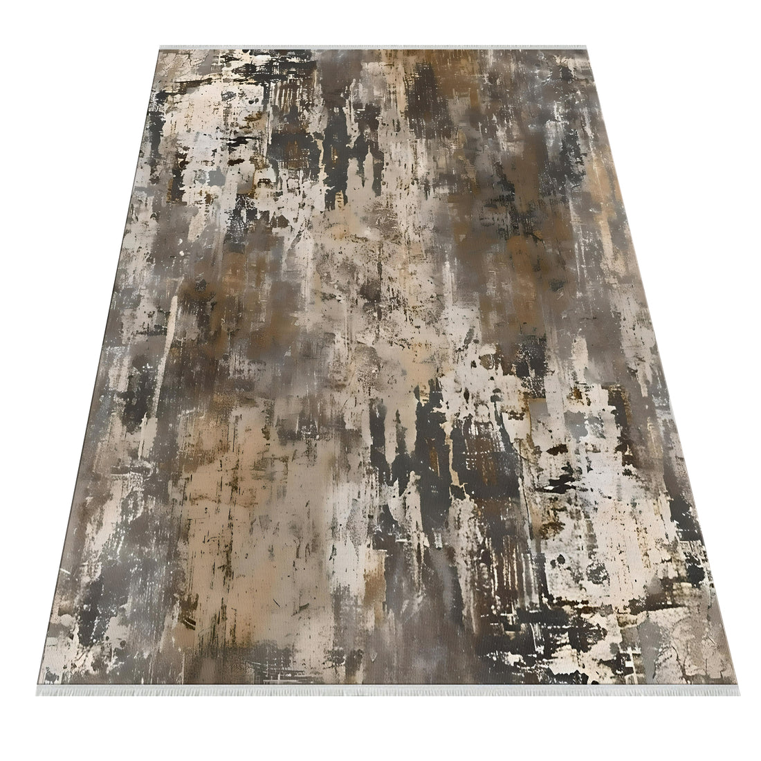 Gray Abstract Neutral Comfort Washable Rug