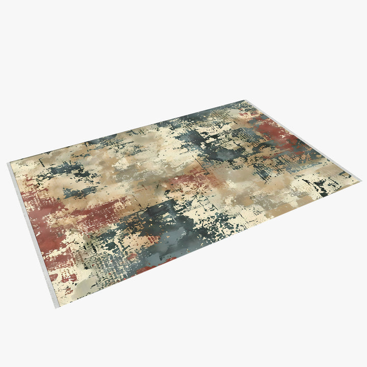 Cream Distressed Thin Washable Area Rug