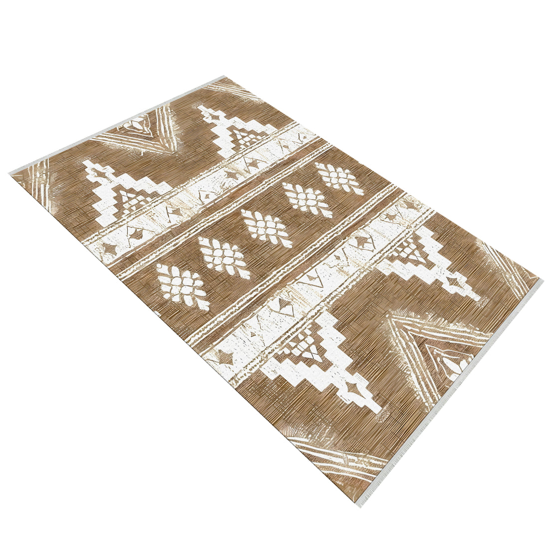 Brown White Southwestern Ethnic Area Rug