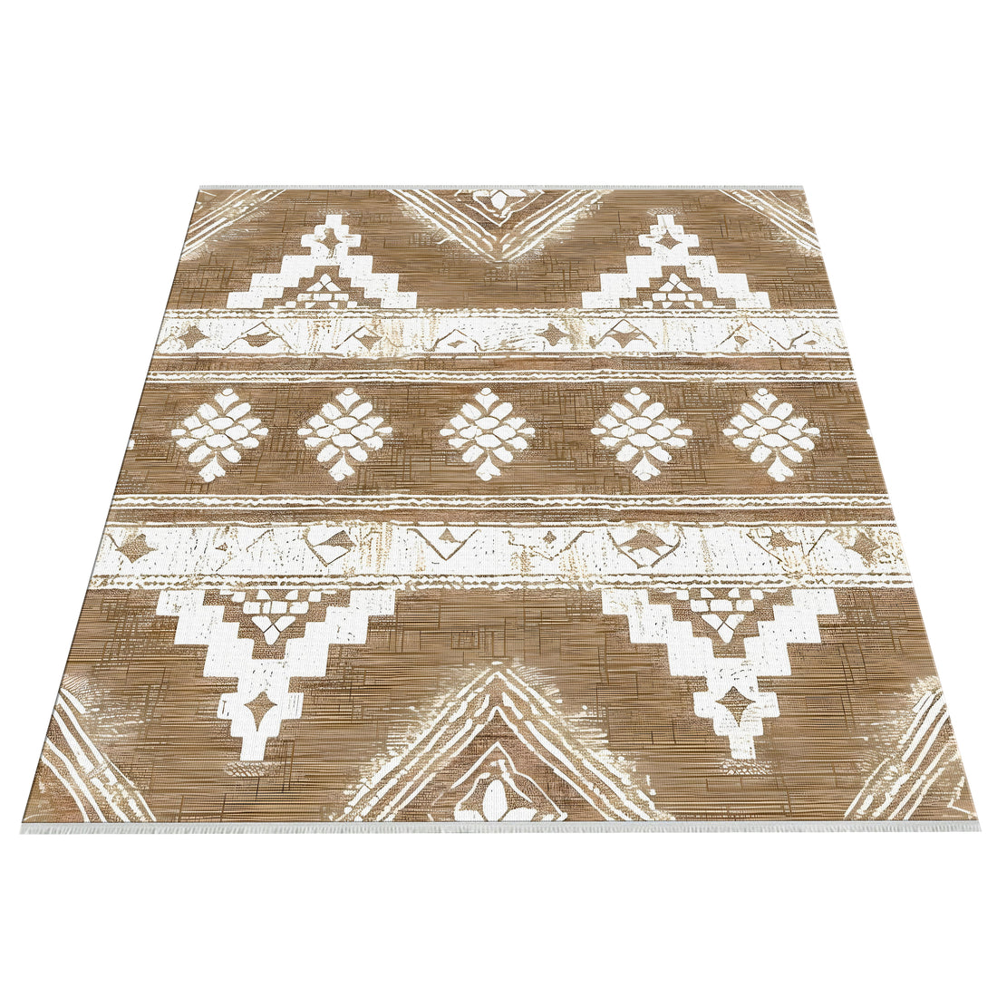 Brown White Southwestern Ethnic Area Rug