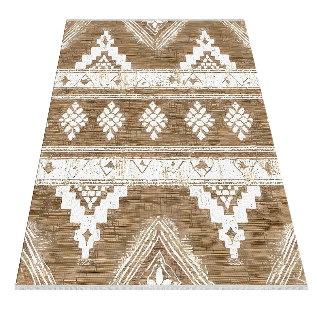 Brown White Southwestern Ethnic Area Rug