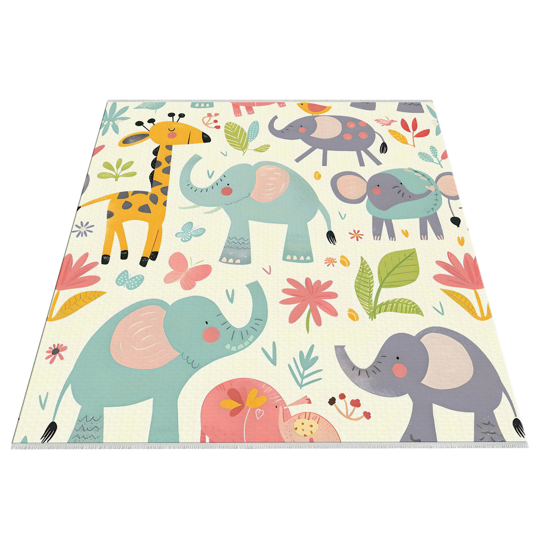 Animal Print Cotton Woven Easy Clean Baby Kids Rug