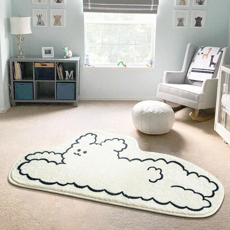 cute cat rug white 