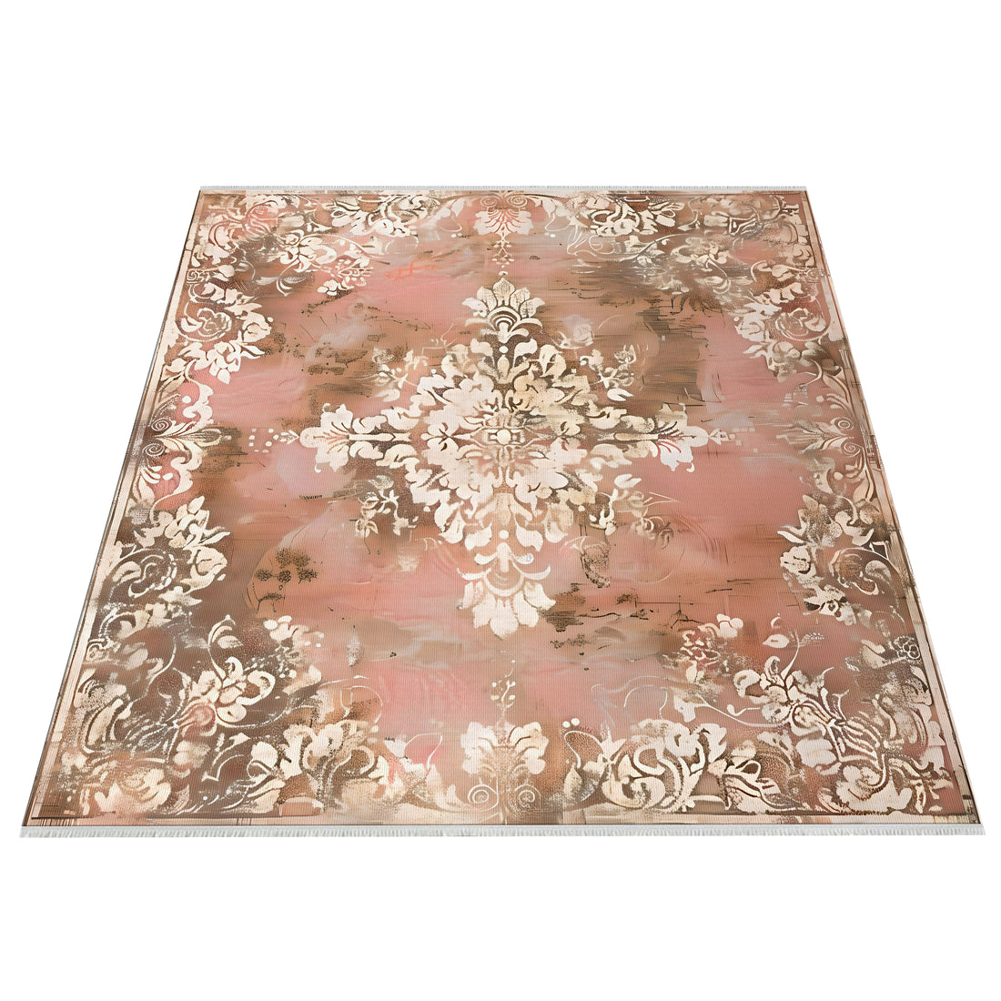 Floral Oriental Pink White Aesthetic Rug