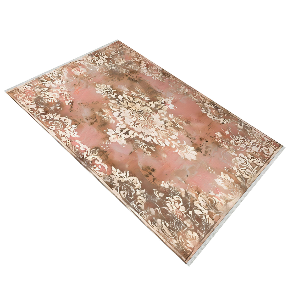 Floral Oriental Pink White Aesthetic Rug