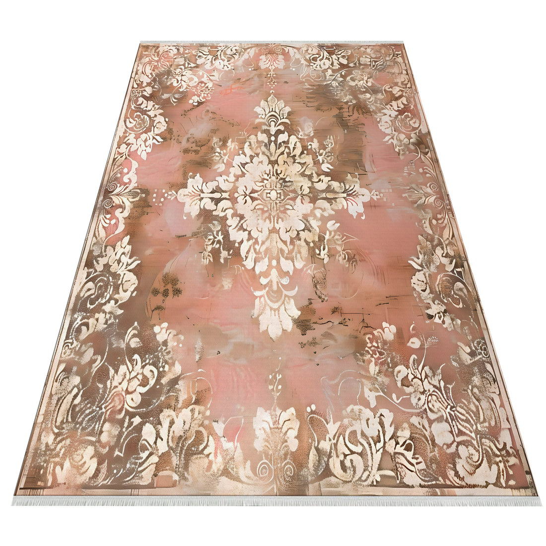 Floral Oriental Pink White Aesthetic Rug