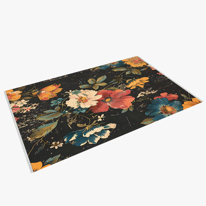 Floral Boho Aesthetic Washable Rug for Bedroom