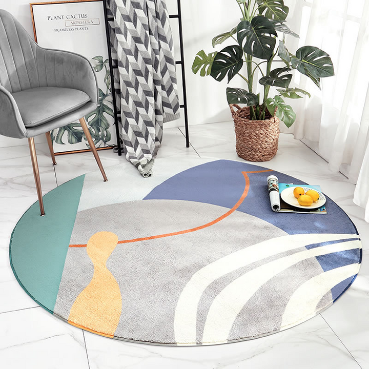 aesthetic round rug abstract