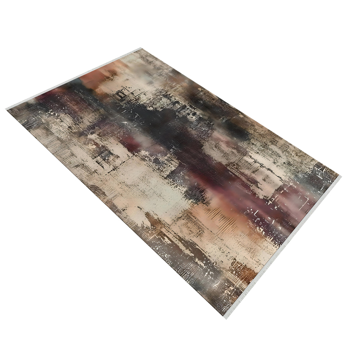 Gray Abstract Distressed Pattern Easy Clean Rug