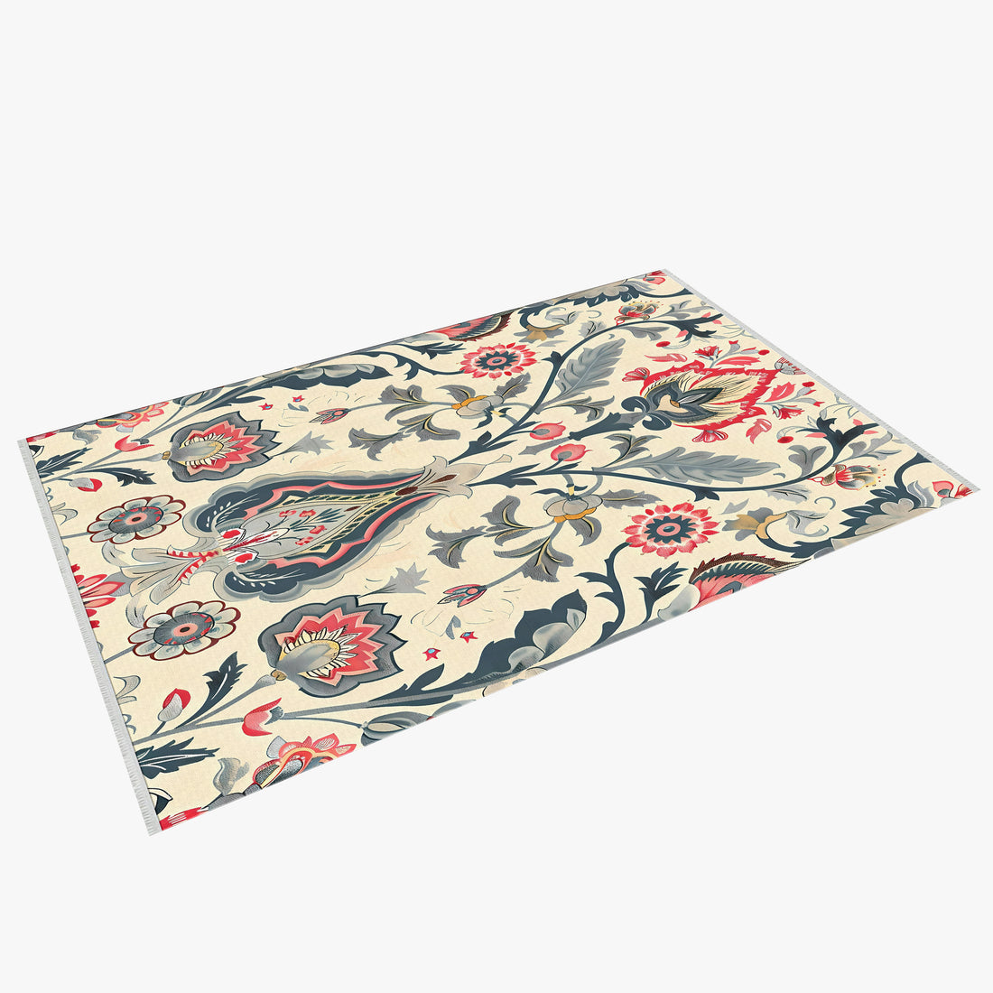 Cream Ethnic Floral Area Rug