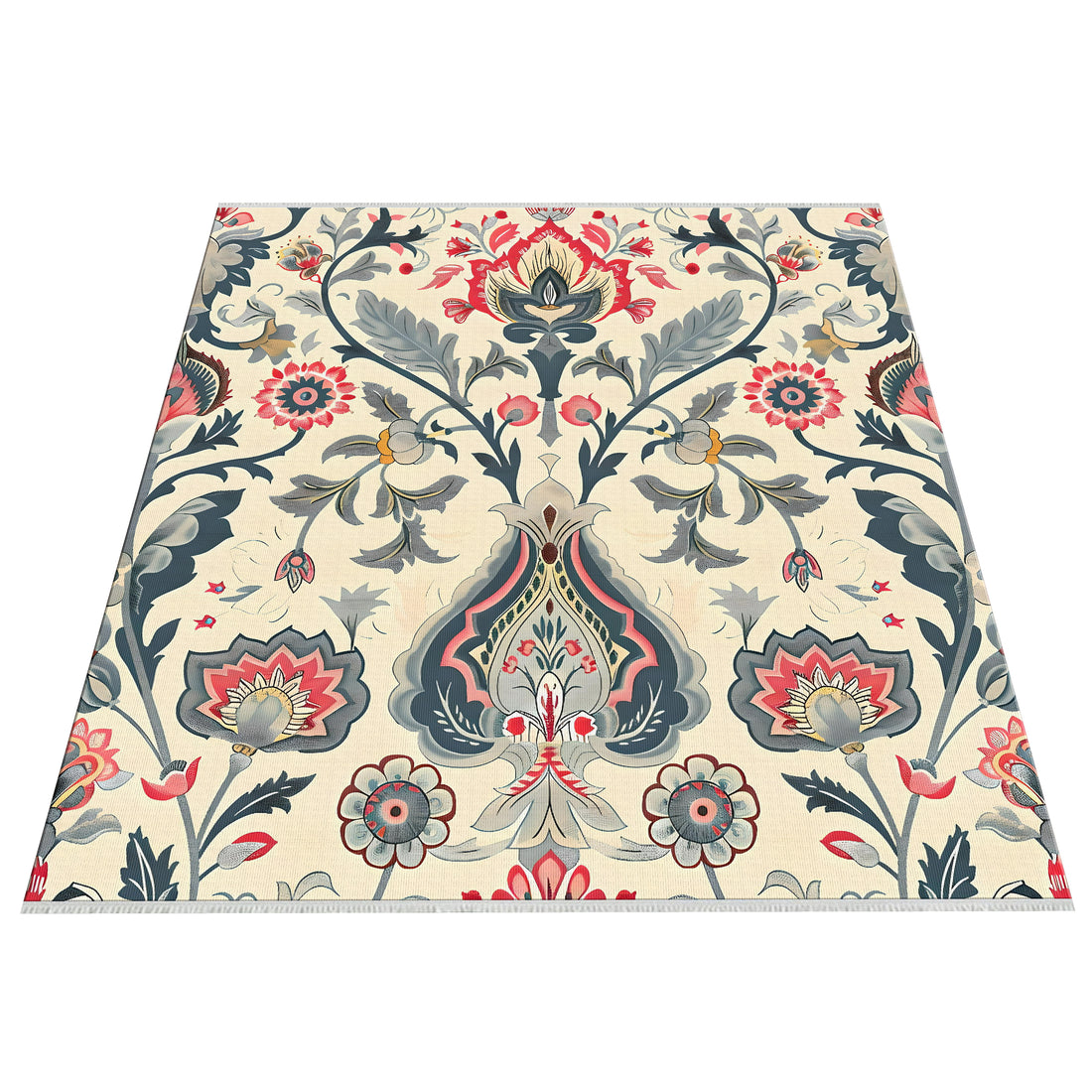 Cream Ethnic Floral Area Rug