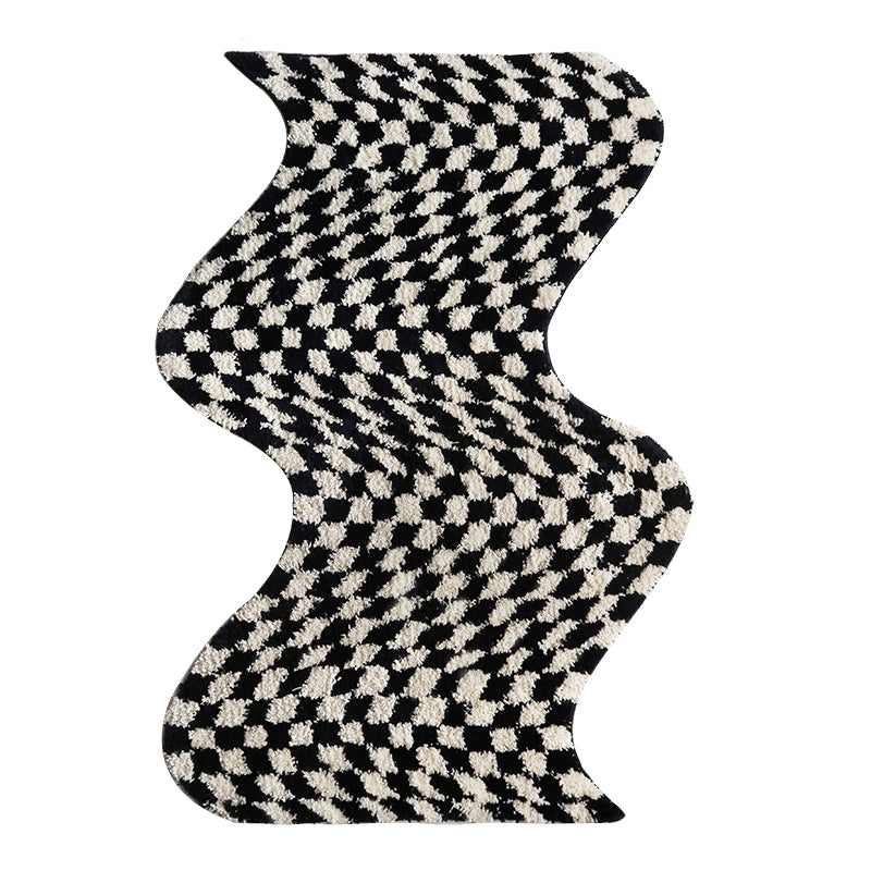 Tufted Checkered And Irregular Shaped Rug