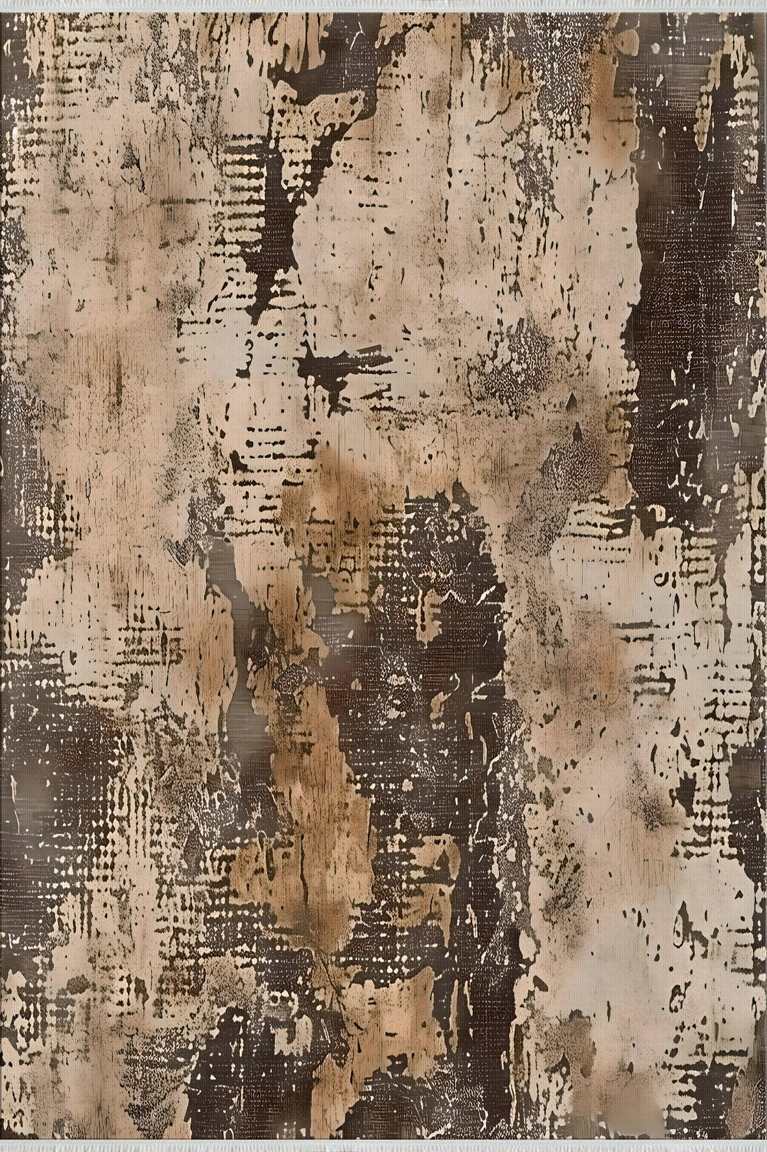 Cream Distressed Pattern Polyester Cotton Area Rug