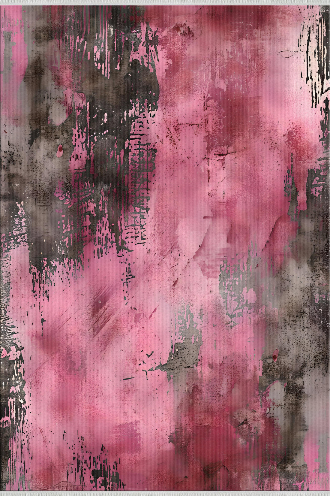 Pink Gray Abstract Washable Soft Cotton Area  Rug for Living Room