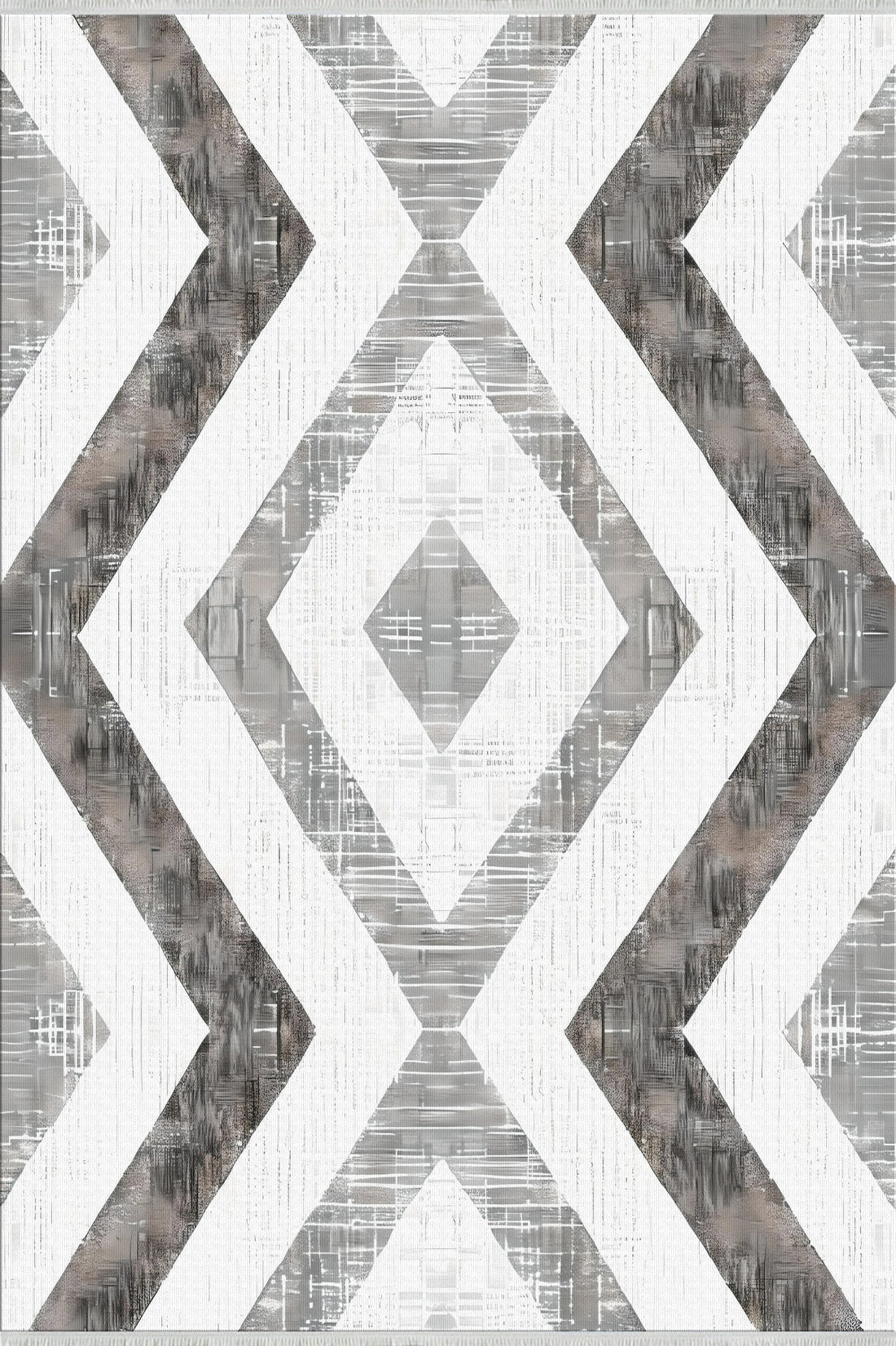 Gray Distressed Machine Cotton Woven Washable Arae Rug