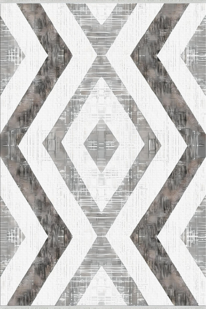 Gray Distressed Machine Cotton Woven Washable Arae Rug