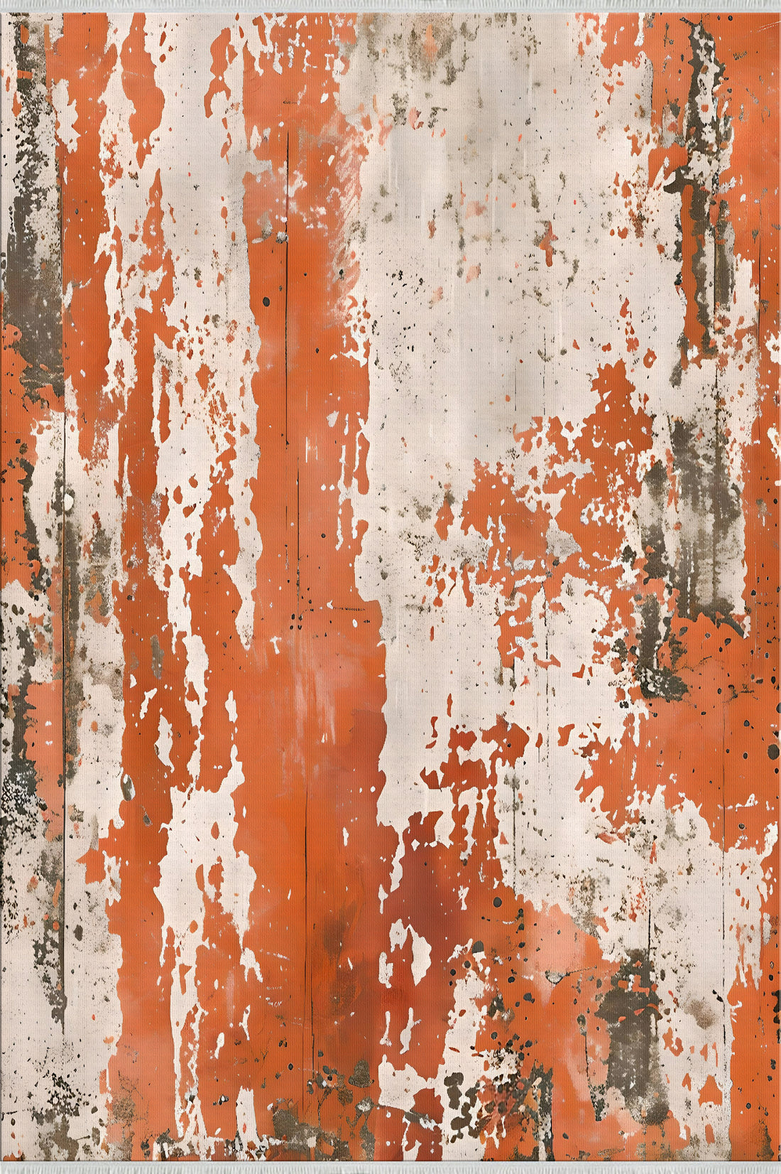 Orange Cream Gray Abstract Easy Clean Rug