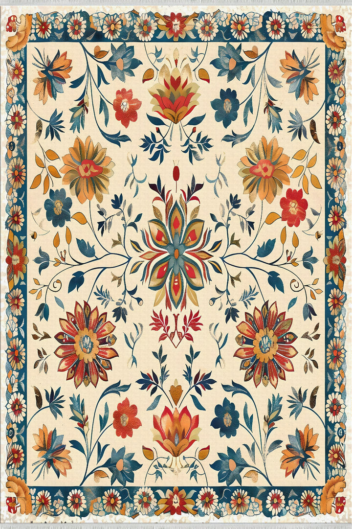 Oriental Floral Colorful Area Rug