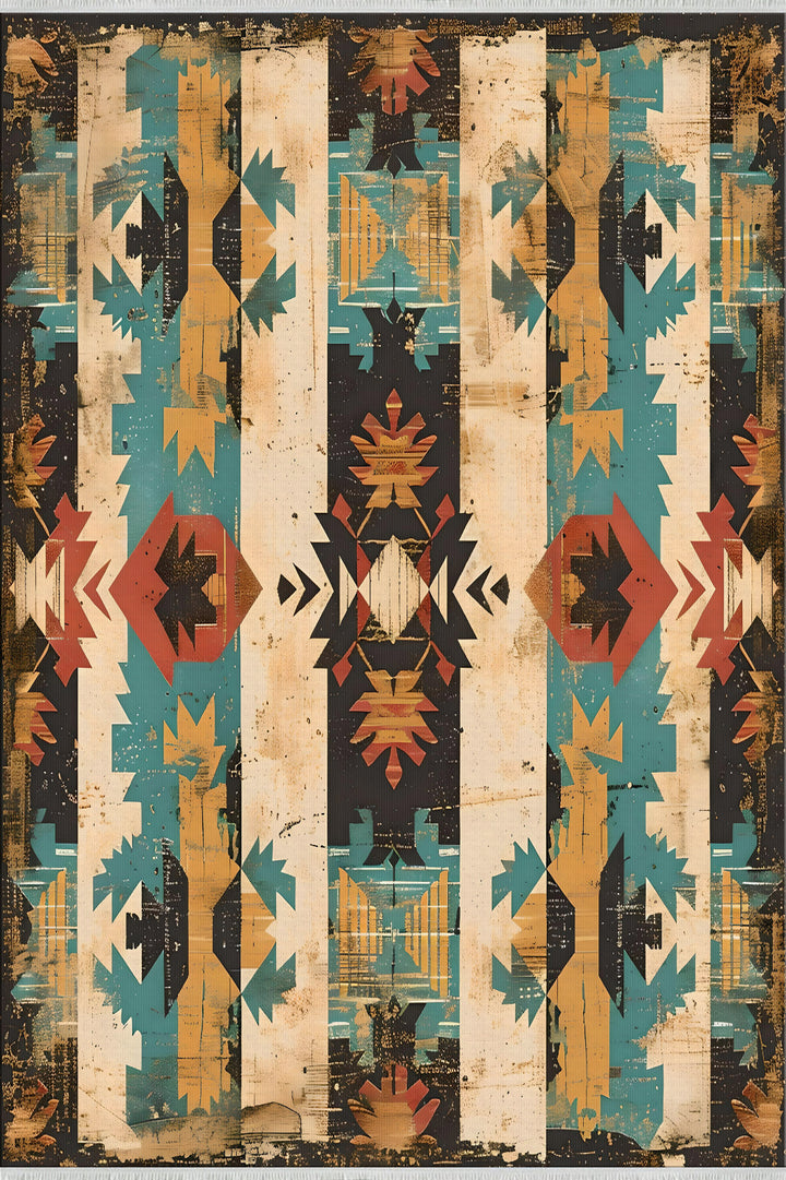 Southwestern indoor/Outdoor Washable Cotton Woven Rug