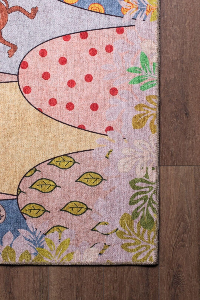 Cute Nursery Rug with Animals Print