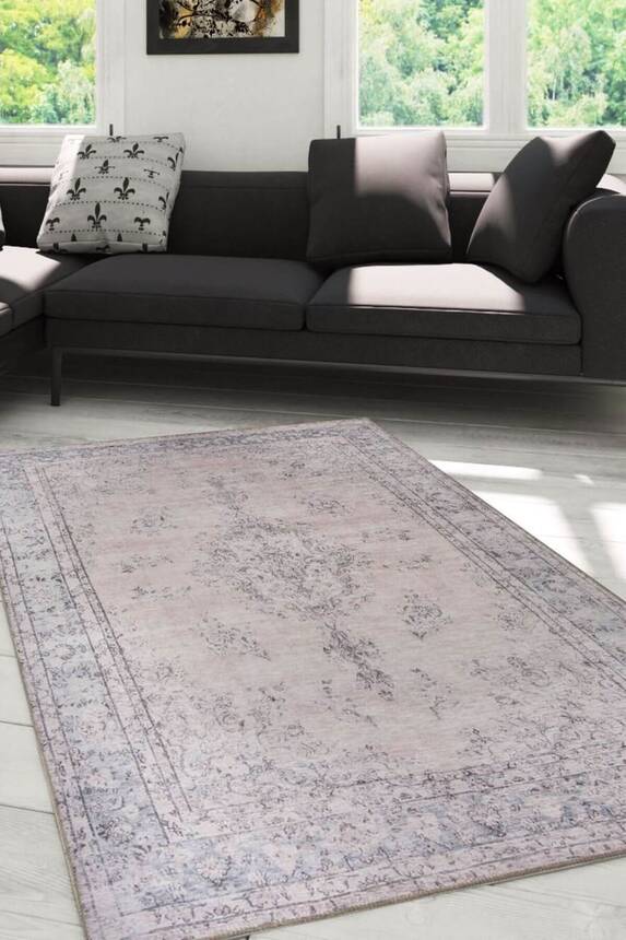 Woven Base Decorative Beige Carpet With Aging Pattern